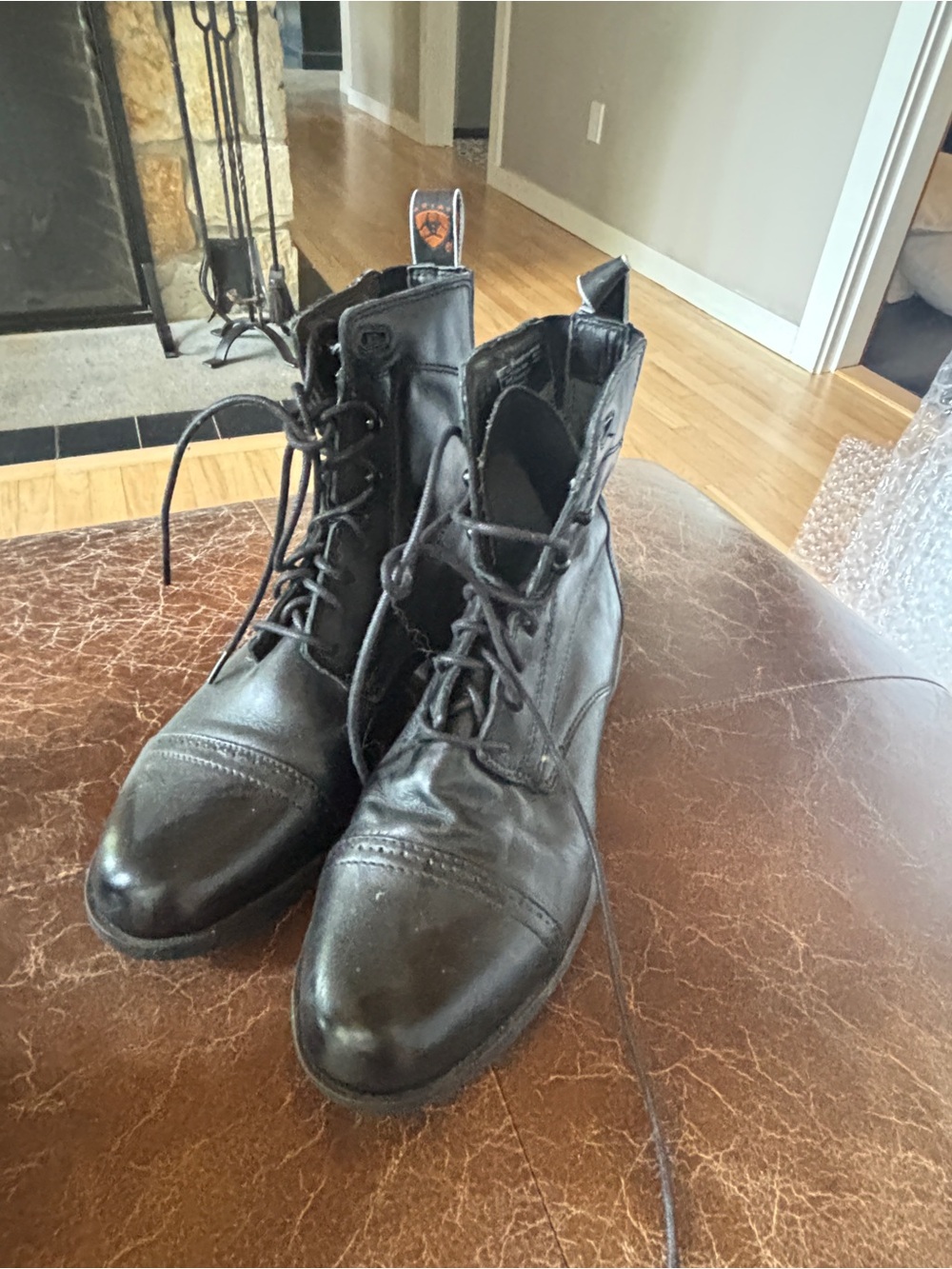 Ariat Womens Black Leather Lace-Up Riding Boots